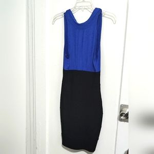 Mai Tai fitted halter tie blue & black dress size S
